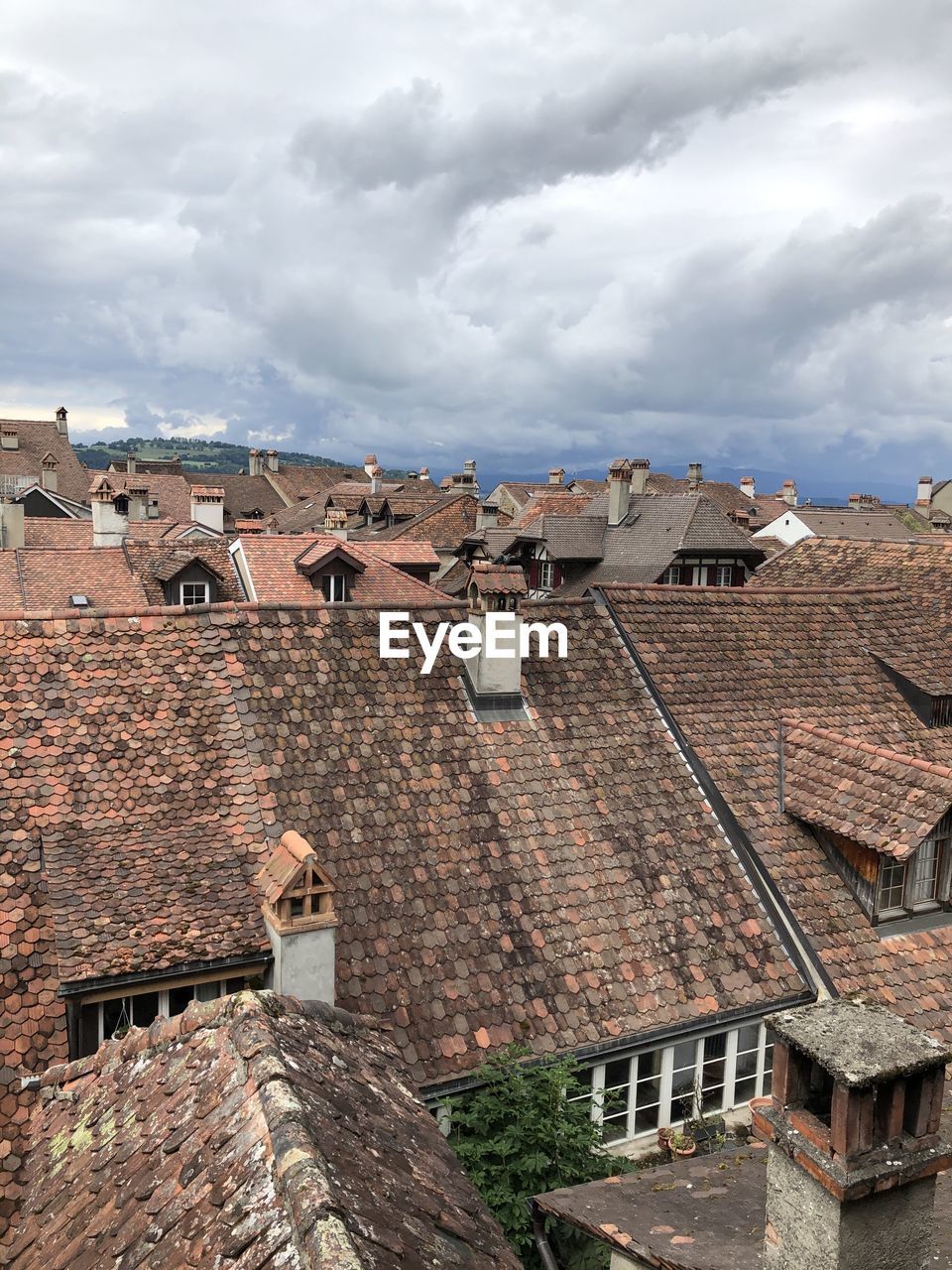 High angle view of townscape against sky