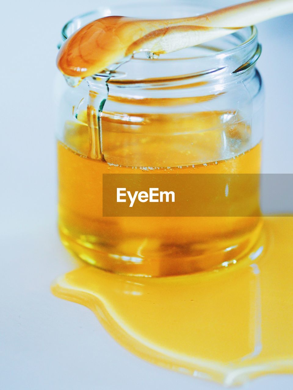 Close-up of honey jar