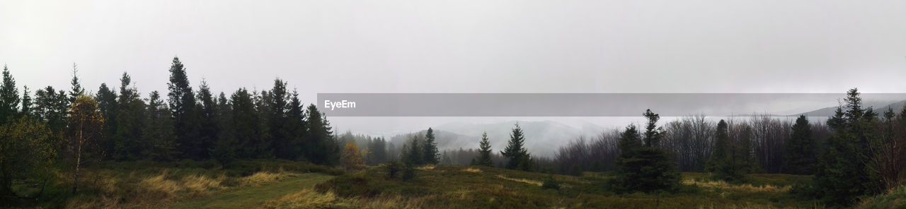 Bielsko biala, poland panorama view of polish mountains landscape during rain and misty weather