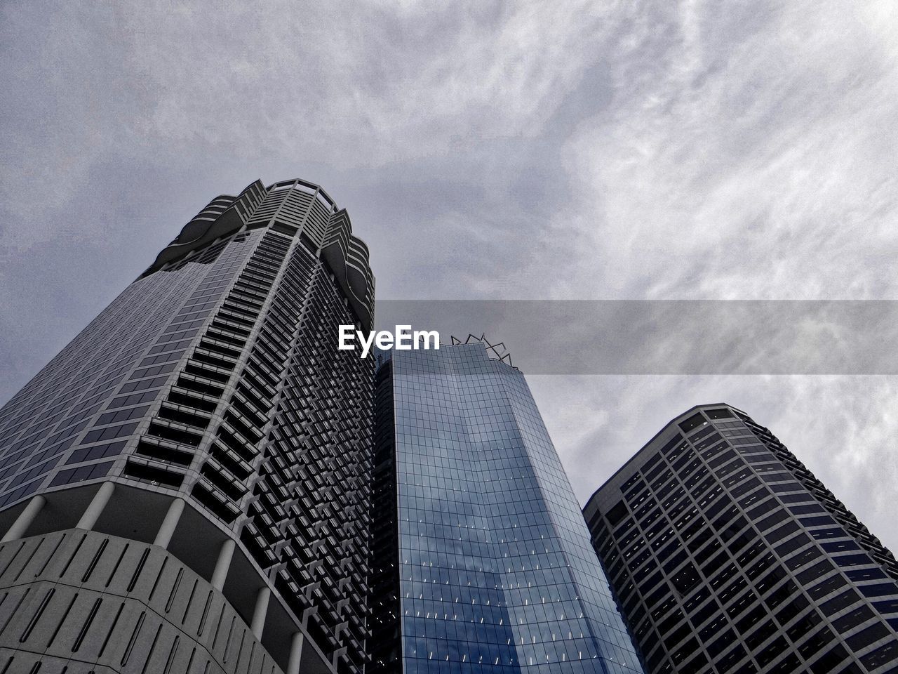 Low angle view of skyscrapers against sky