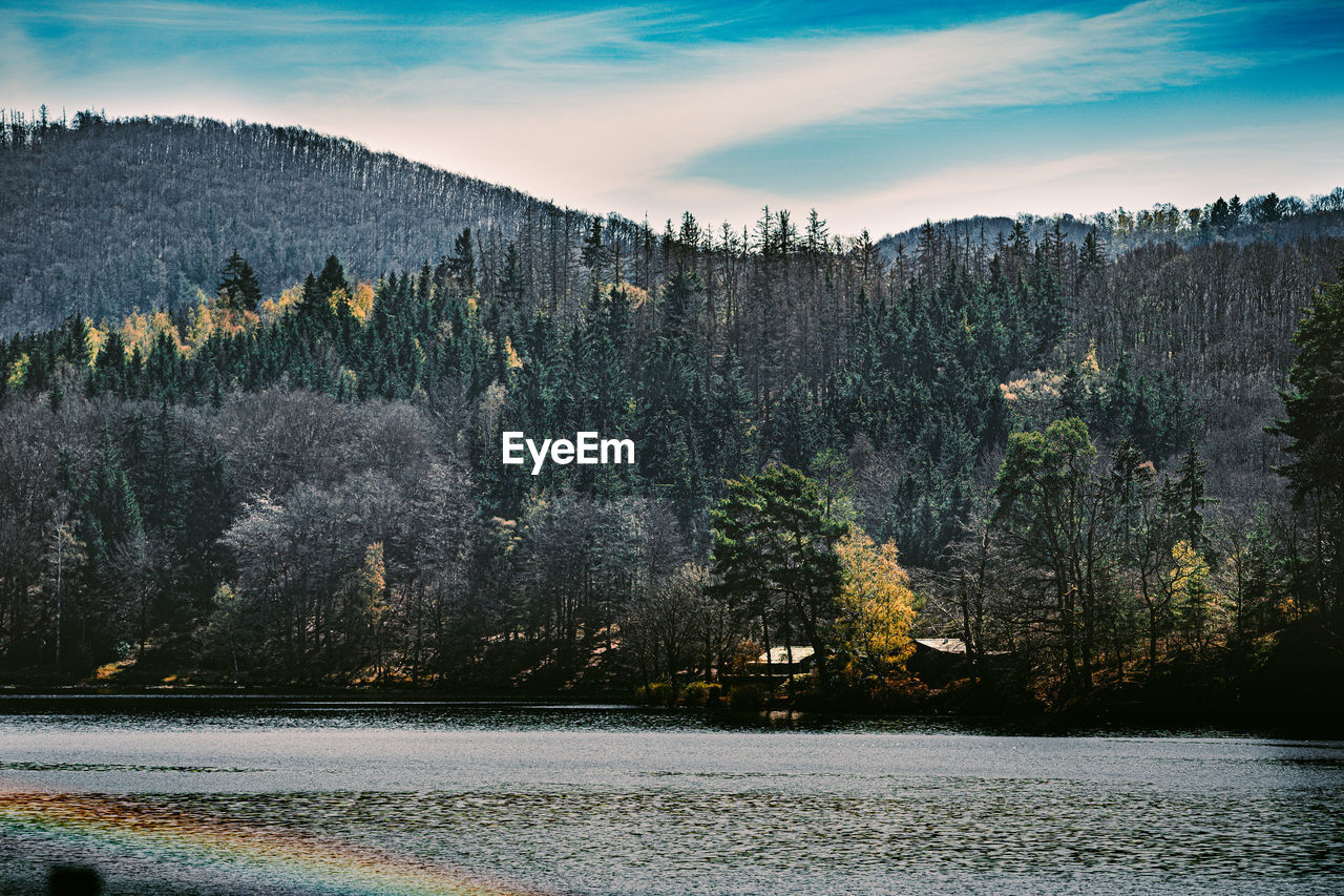 scenic view of lake against sky during autumn