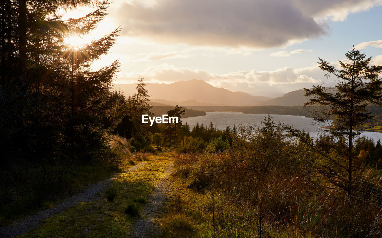 Scenic view of landscape against sky during sunset