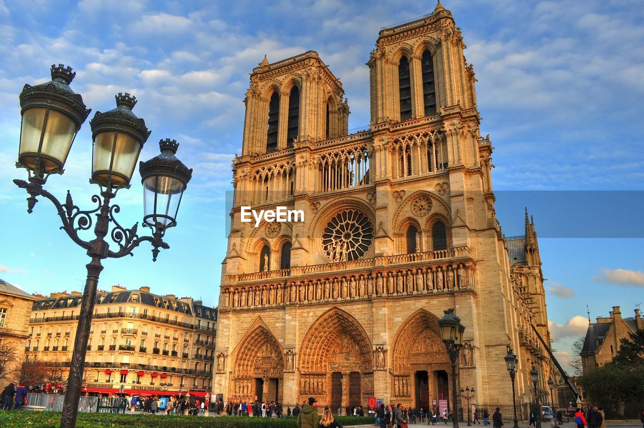 Cloudy sky above notre dame cathedral