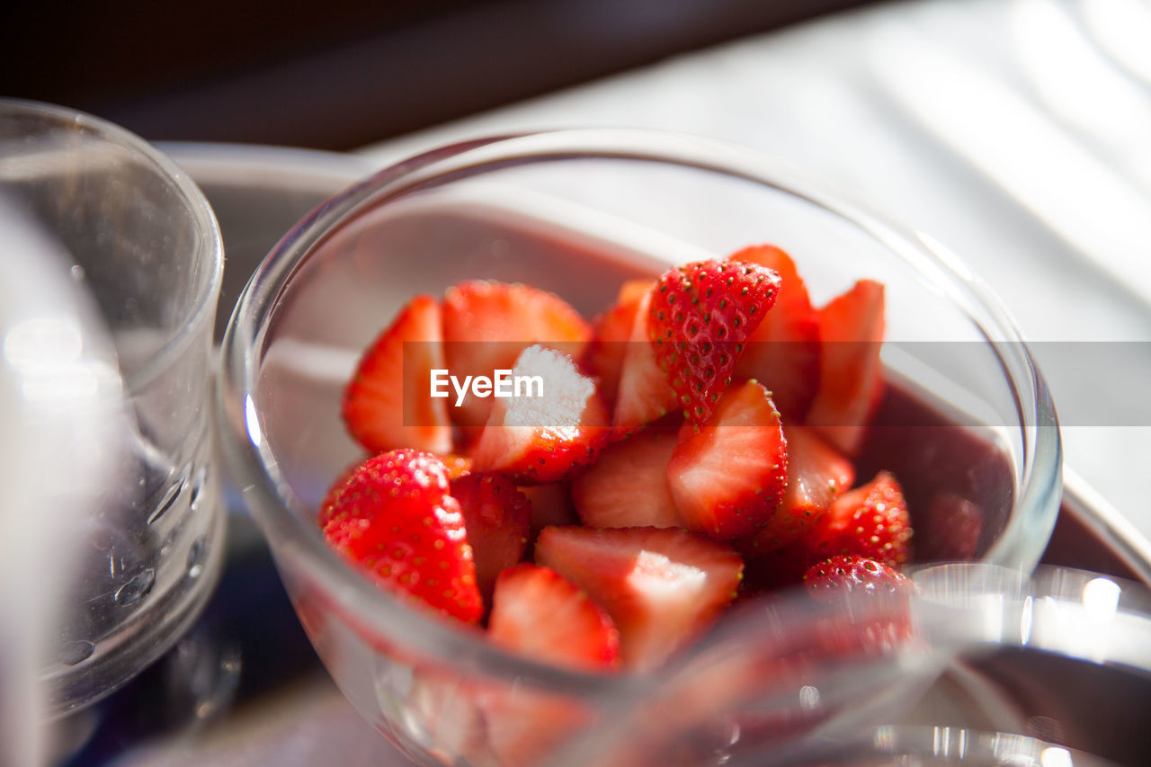 Close-up of strawberries in bowl