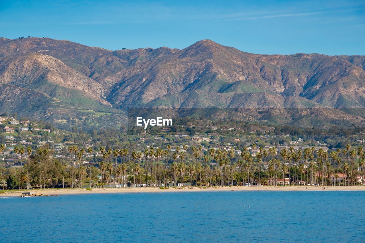 Scenic view of bay against sky