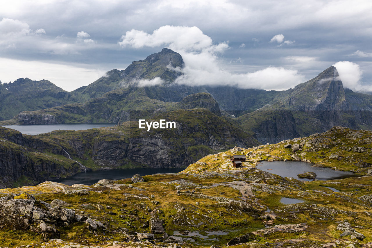 panoramic view of landscape and mountains against sky