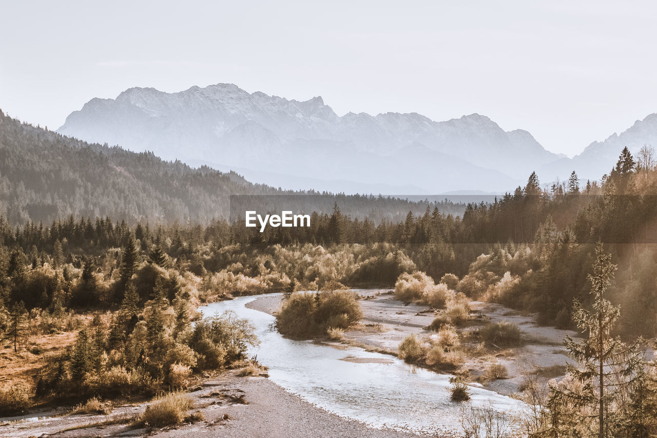 Scenic view of mountains against clear sky