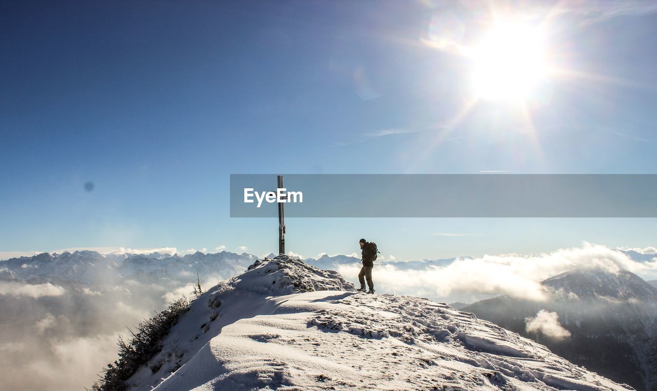 Scenic view of mountain against clear sky during winter