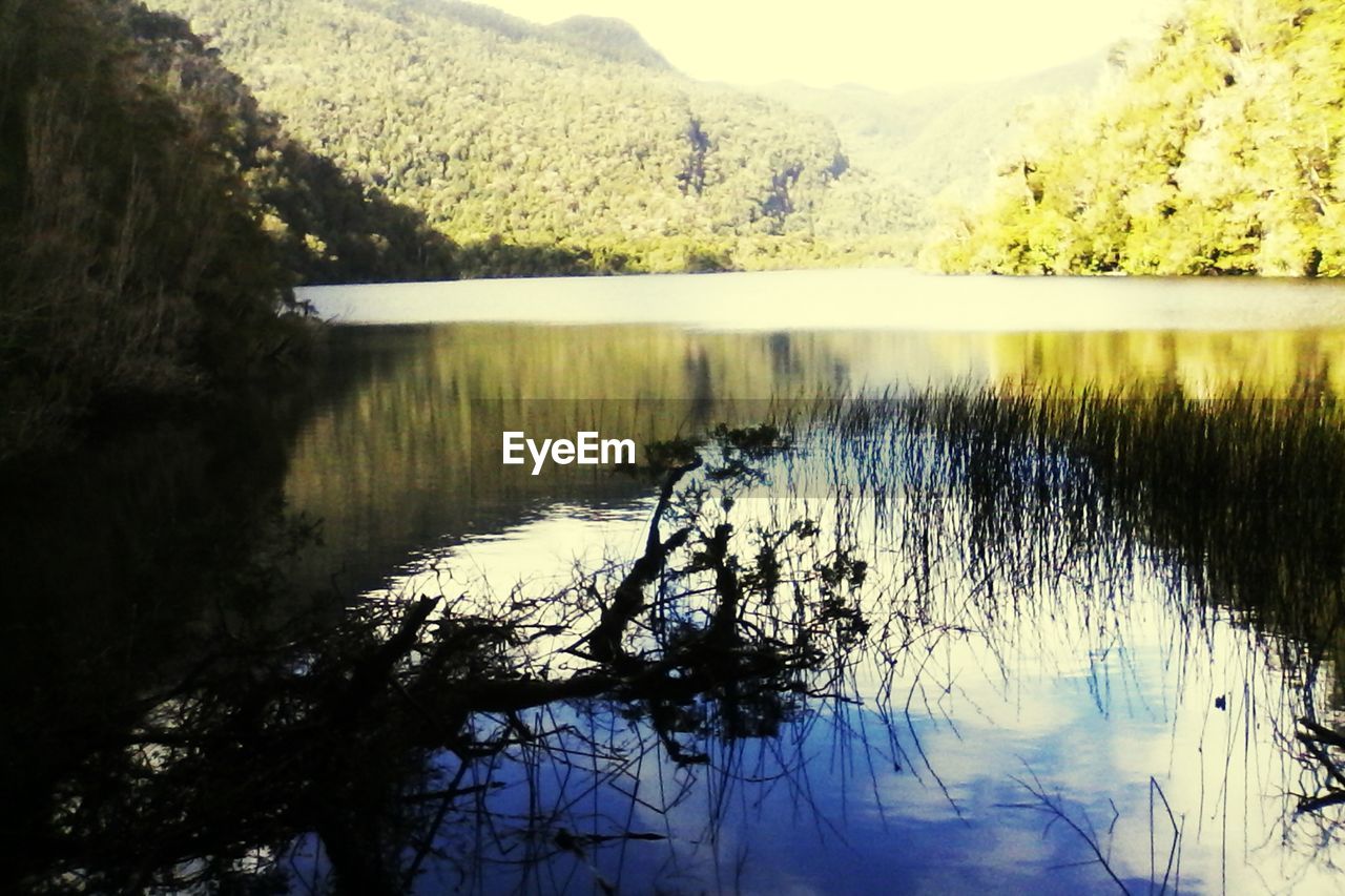 SCENIC VIEW OF CALM LAKE AGAINST SKY