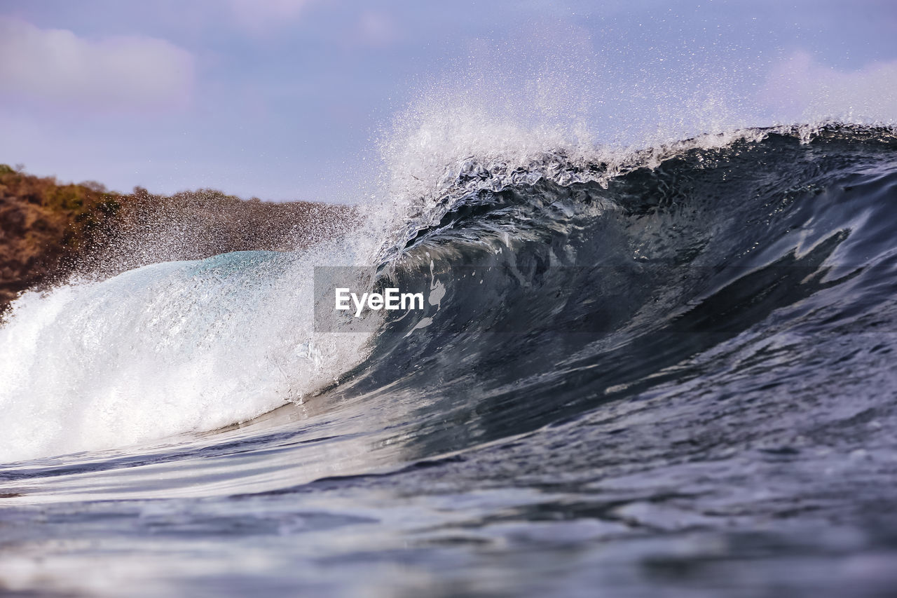 Close up shoot of a wave breaking