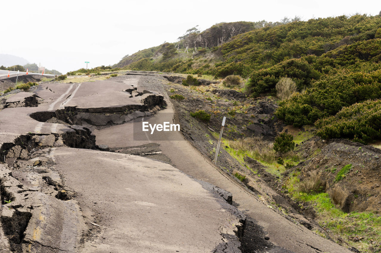 View of damaged road