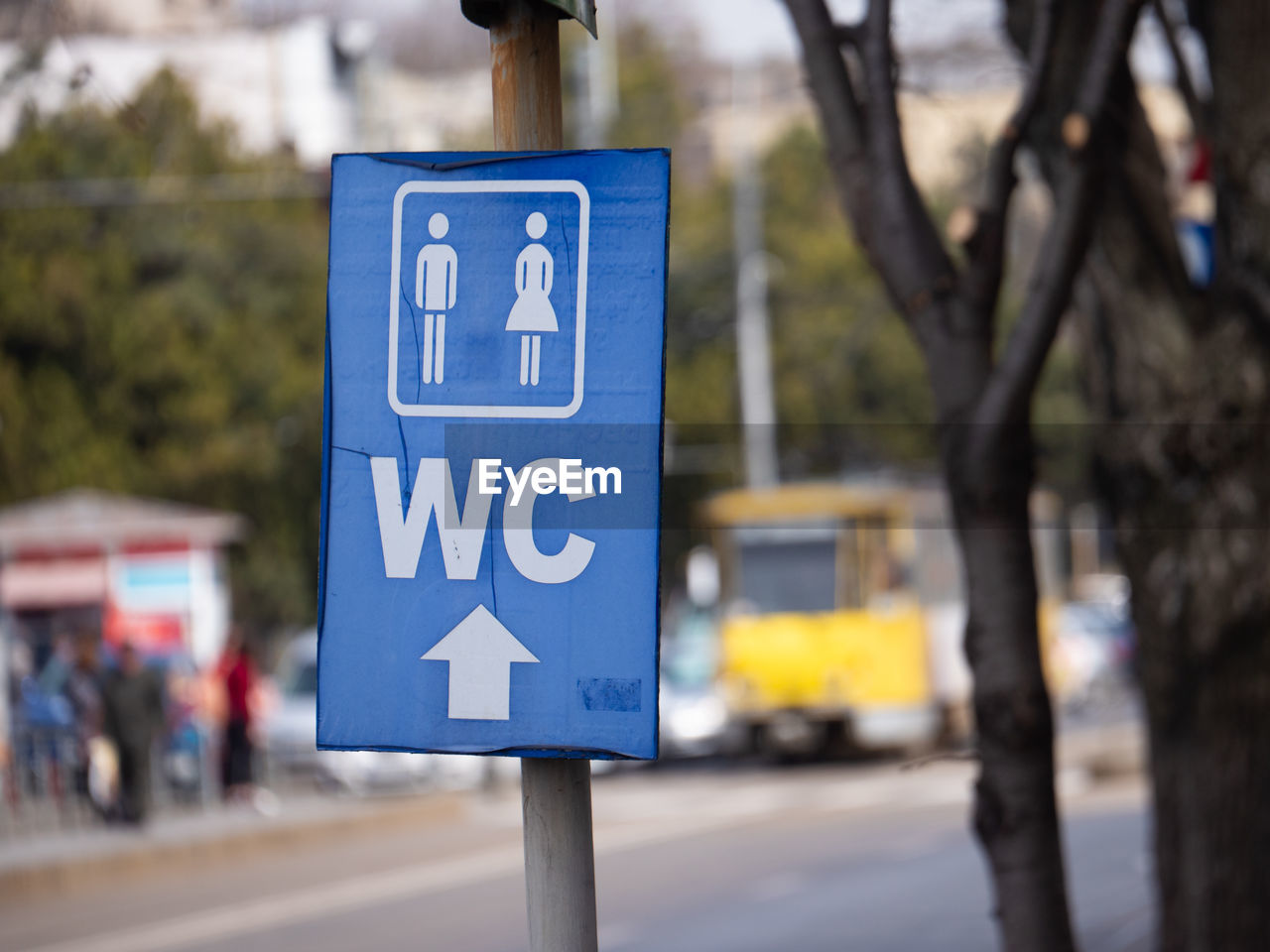 Close up of wc sign for men and women