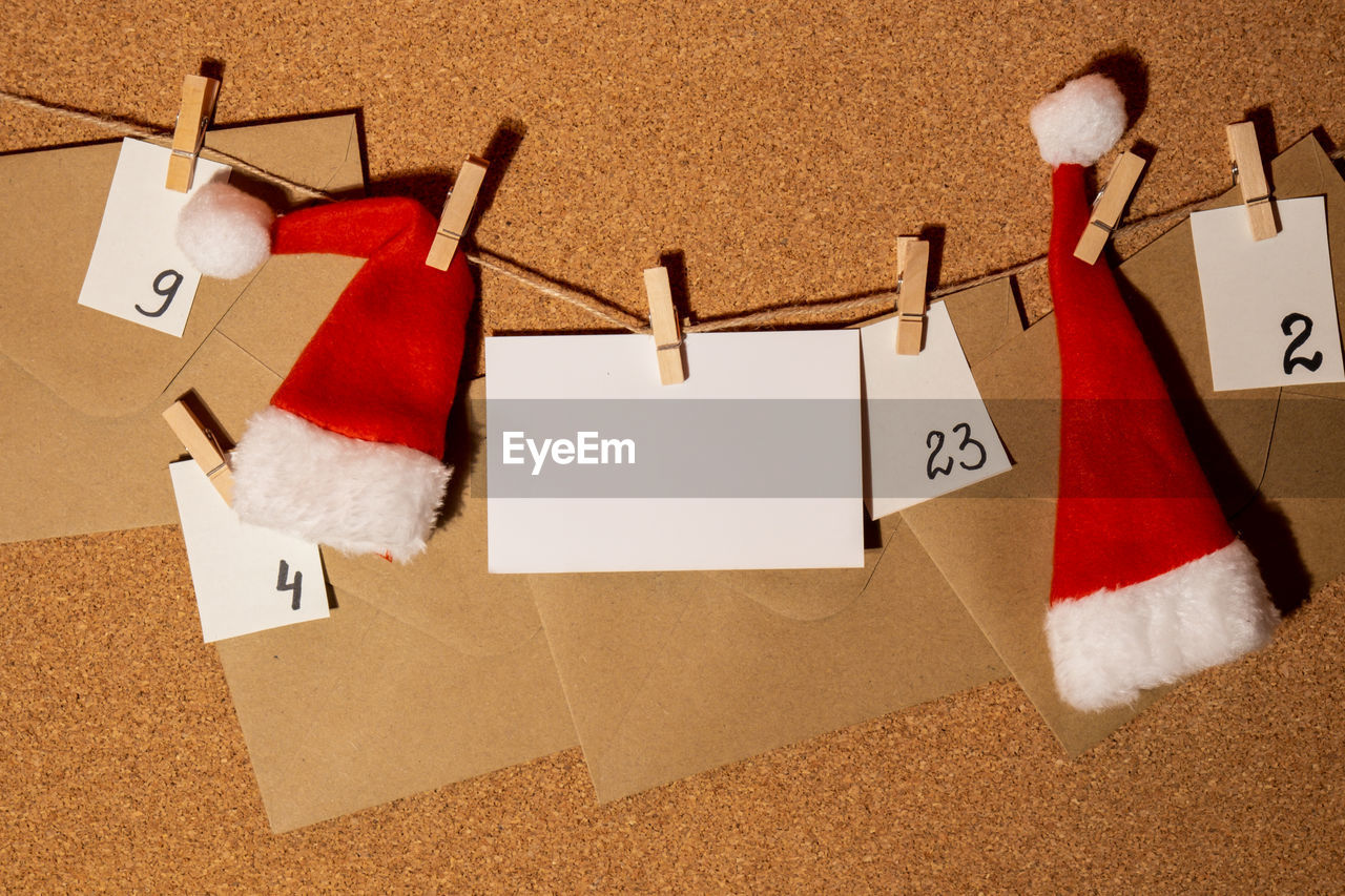 high angle view of christmas decorations