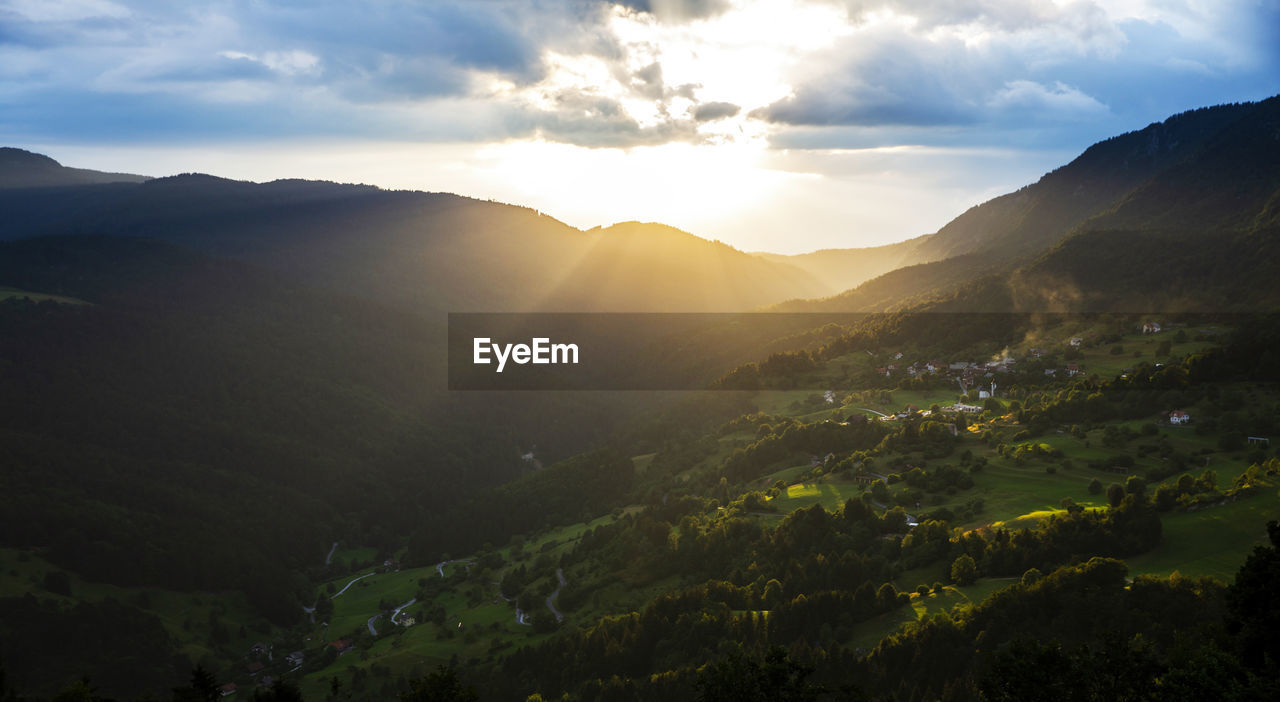 Scenic view of mountains against sky