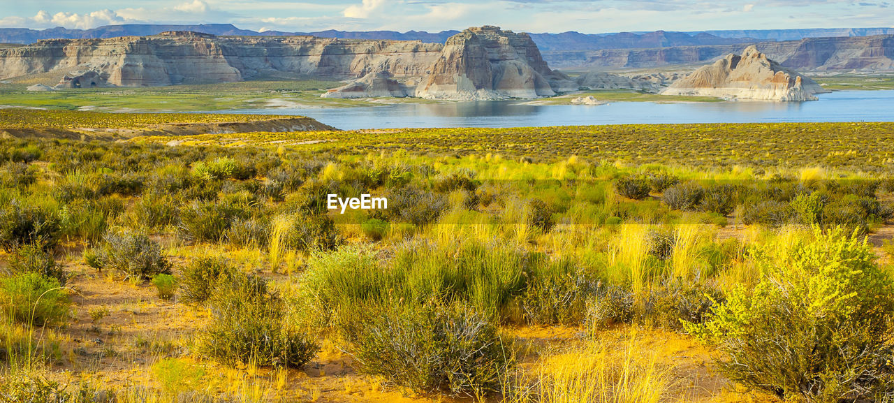 SCENIC VIEW OF FIELD AGAINST MOUNTAINS