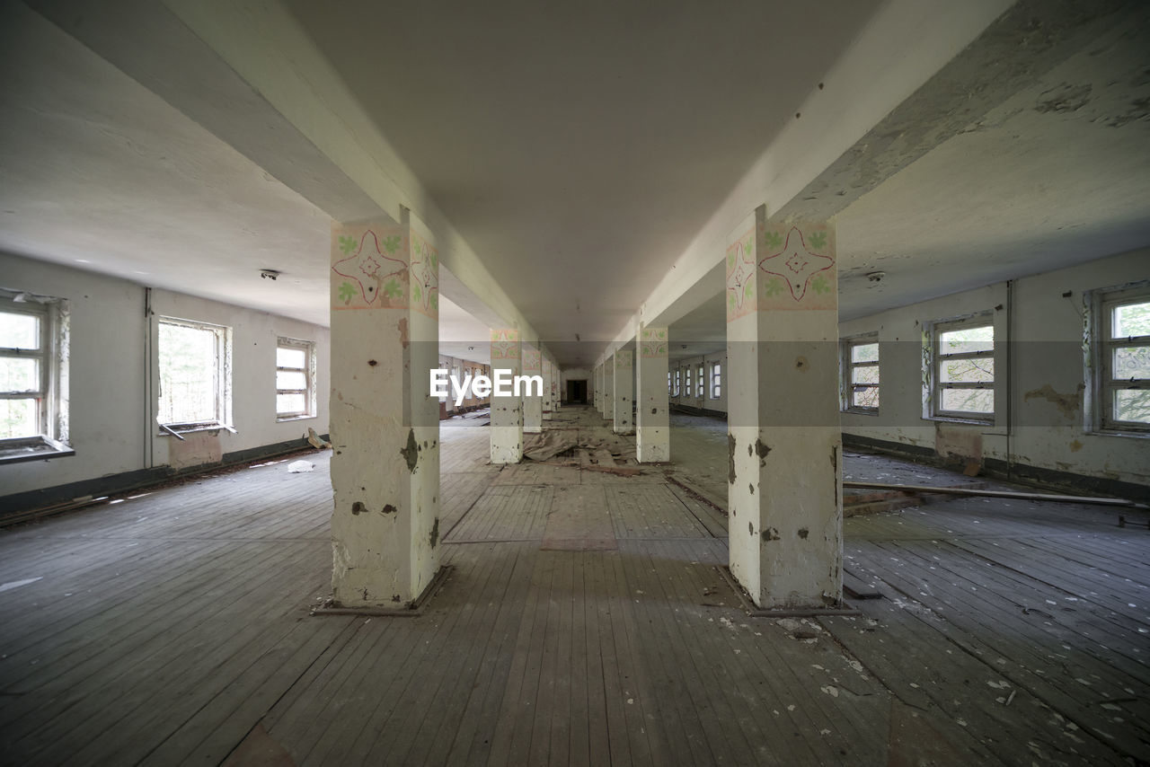 Interior of messy abandoned building