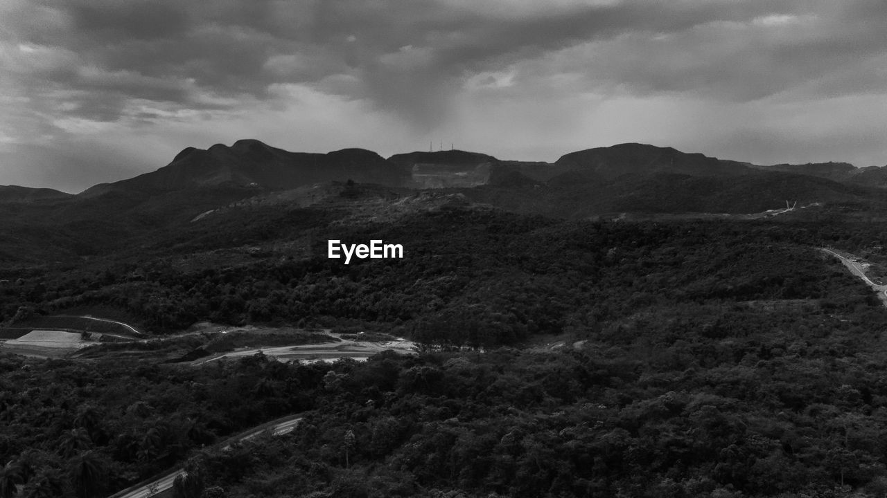 high angle view of landscape against sky