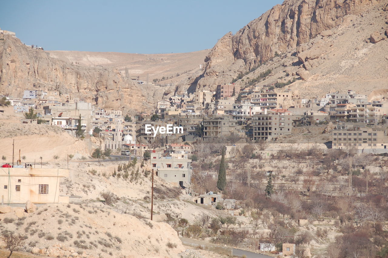 Aerial view of buildings in town