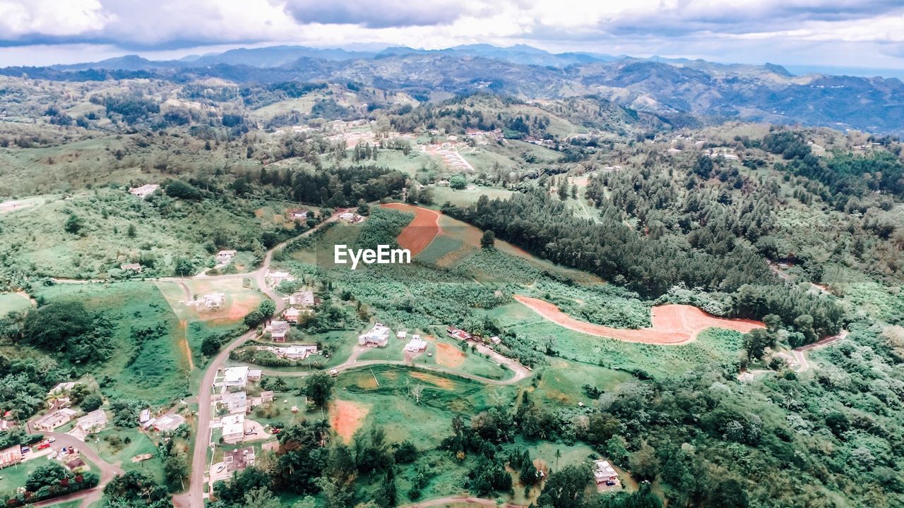 High angle view of landscape against sky