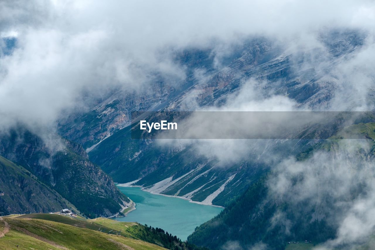 Aerial view of mountains against sky