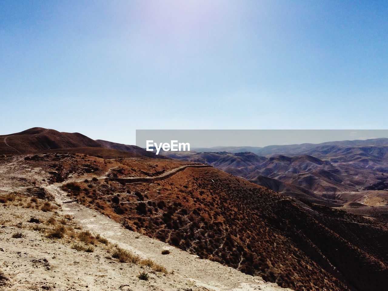 Scenic view of judean desert against sky