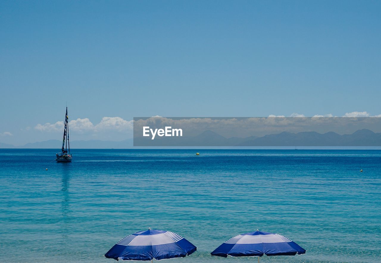 Scenic view of sea against clear sky