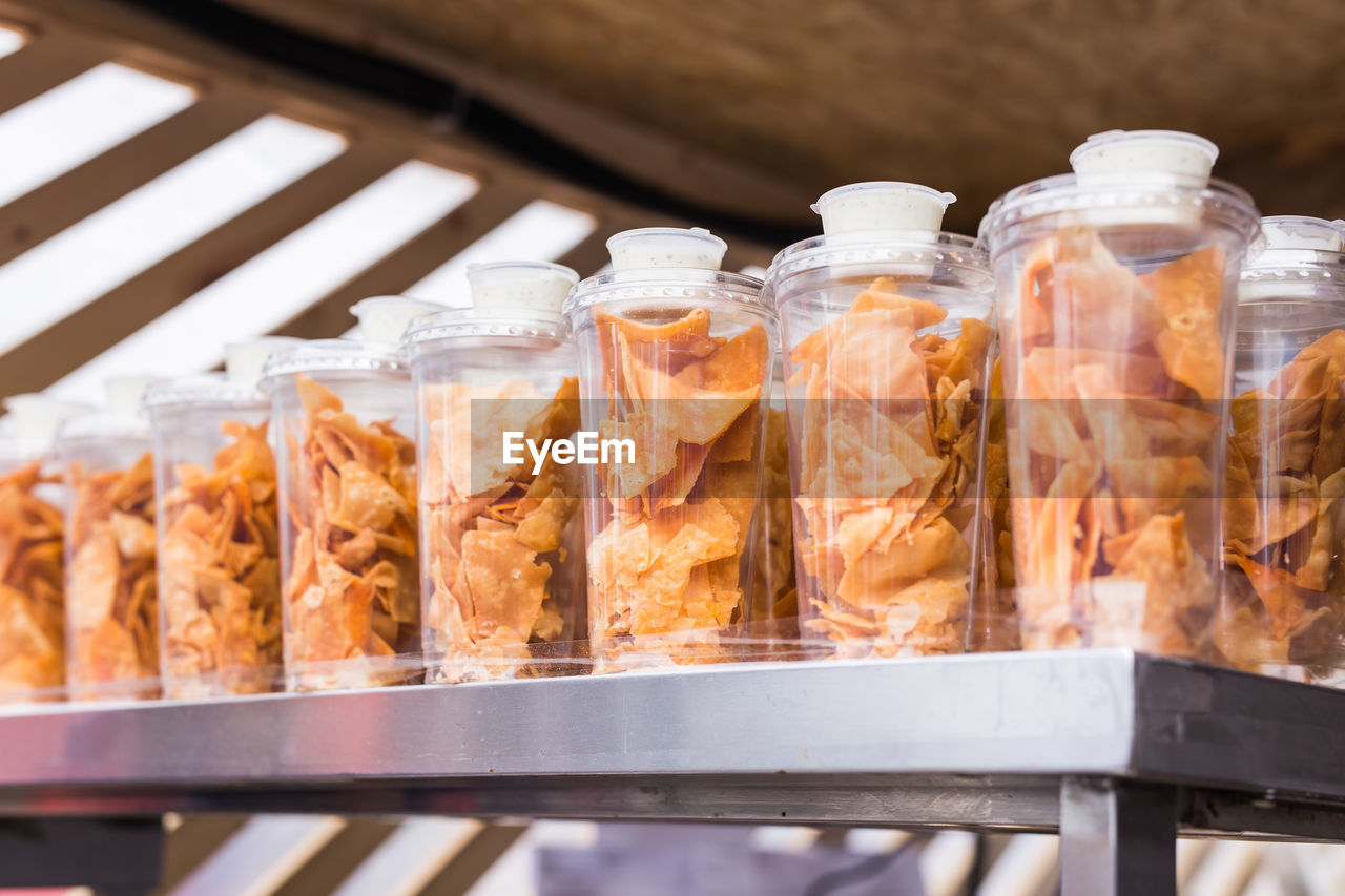 CLOSE-UP OF FOOD FOR SALE AT STORE