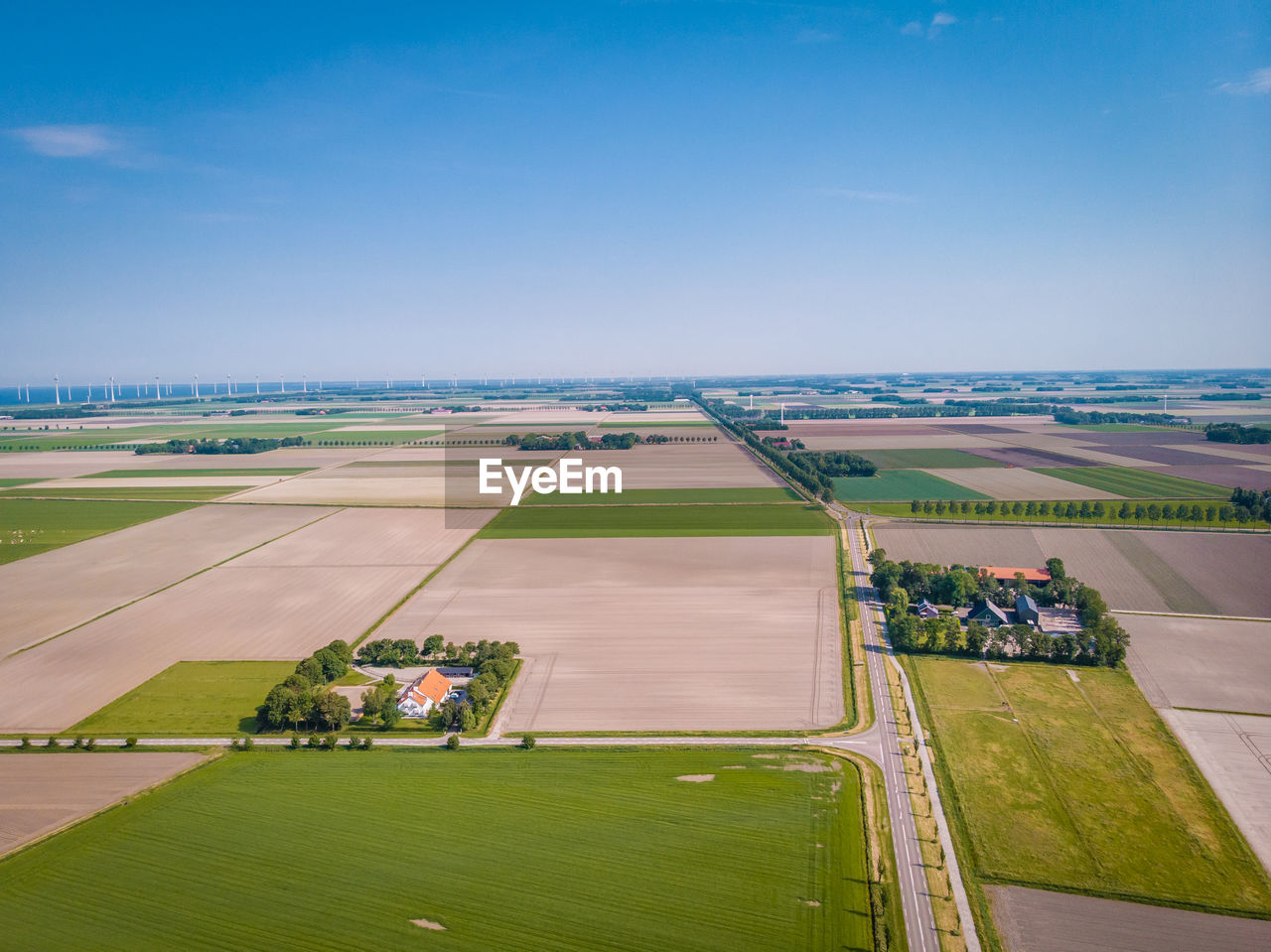 High angle view of agricultural field against sky,