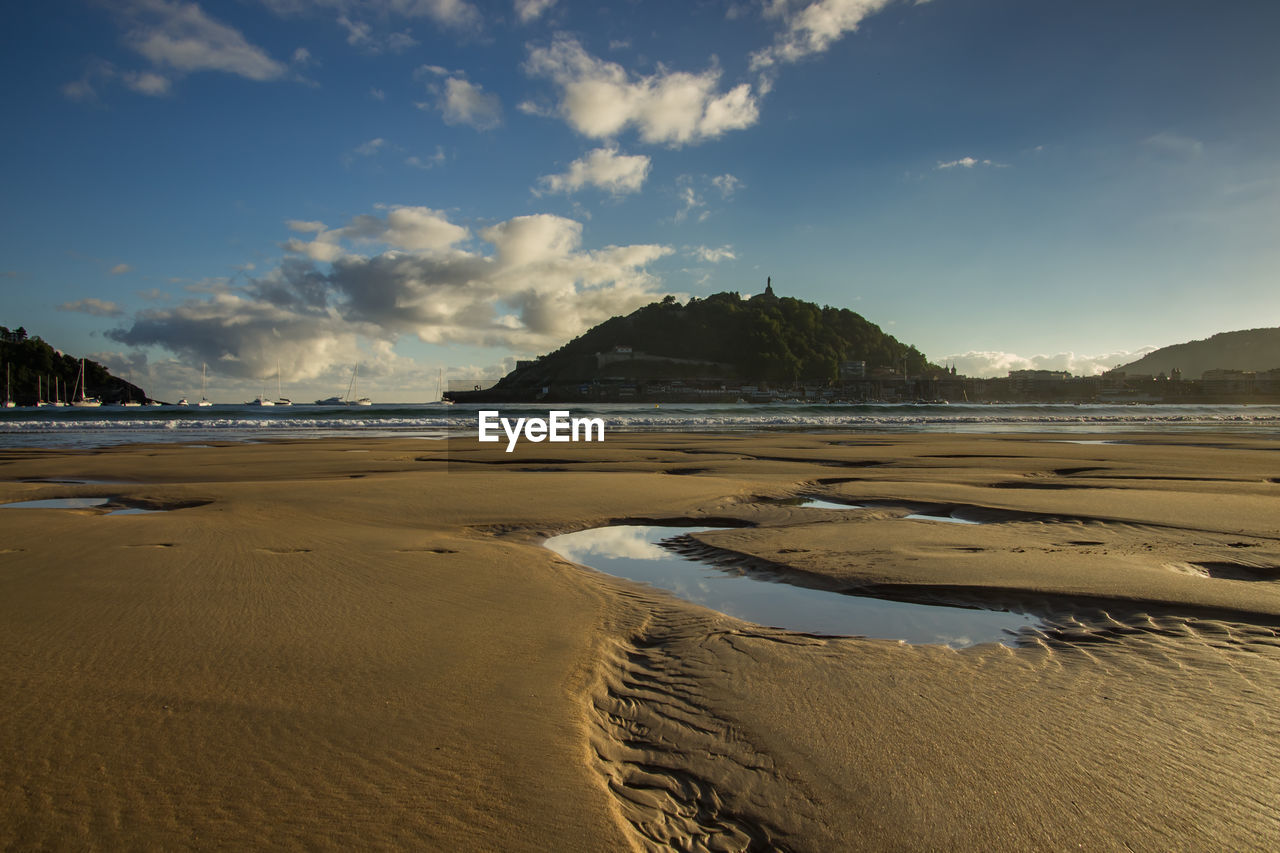 Scenic view of beach against sky