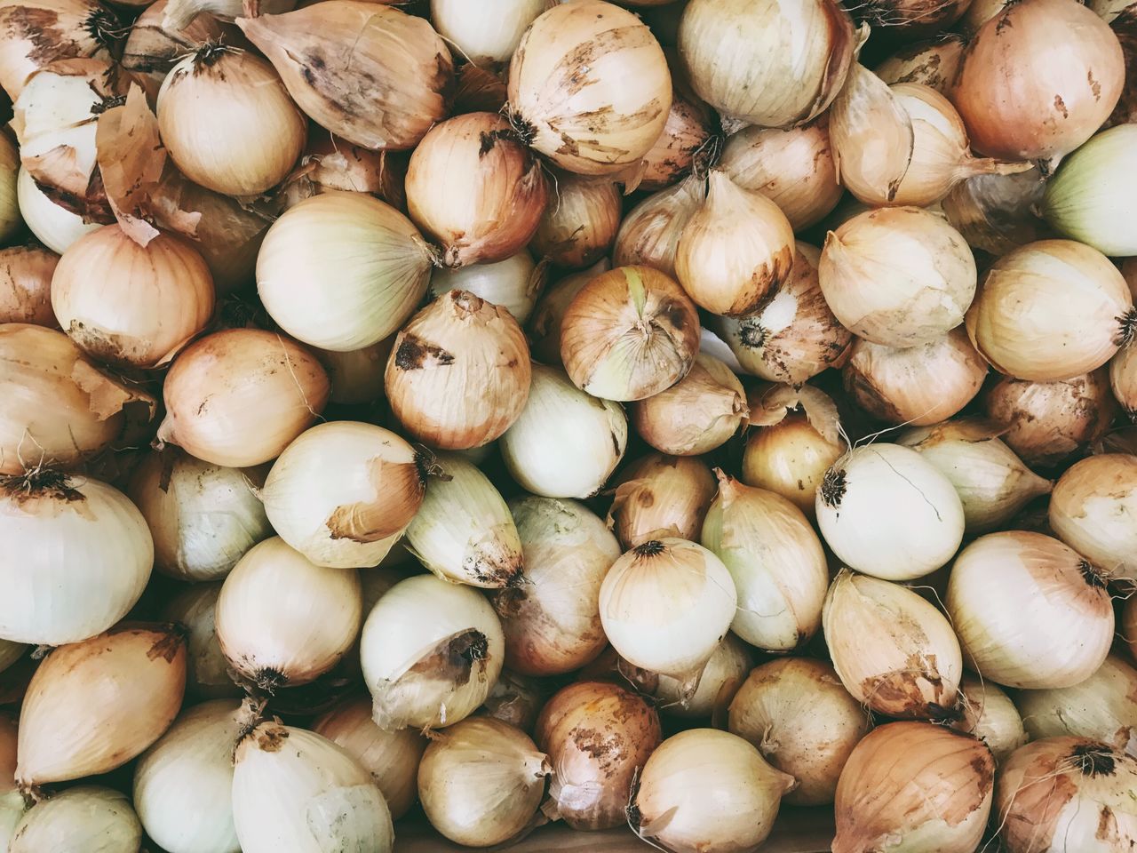 Full frame shot of onions for sale at market stall