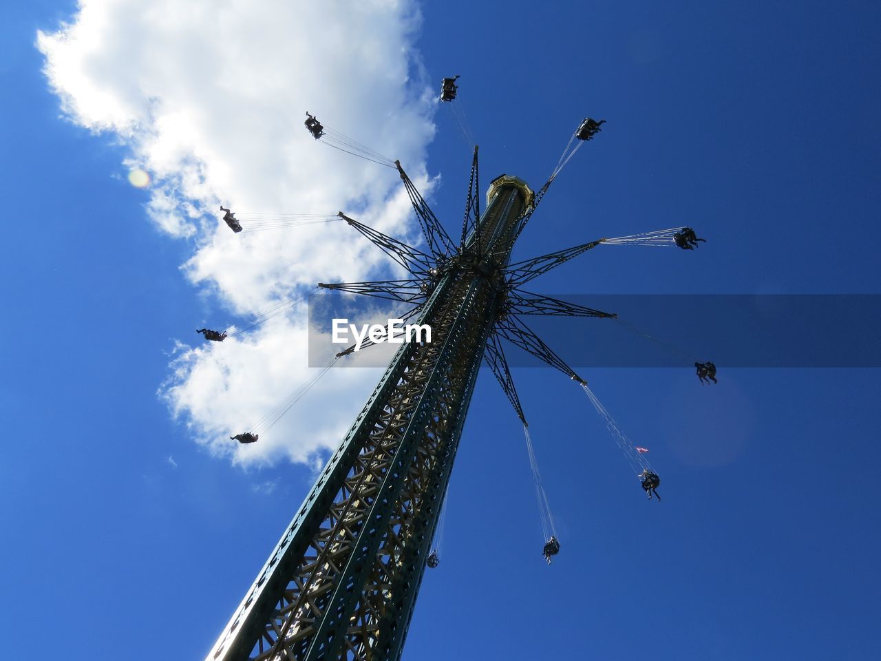 LOW ANGLE VIEW OF CHAIN RIDE AGAINST SKY