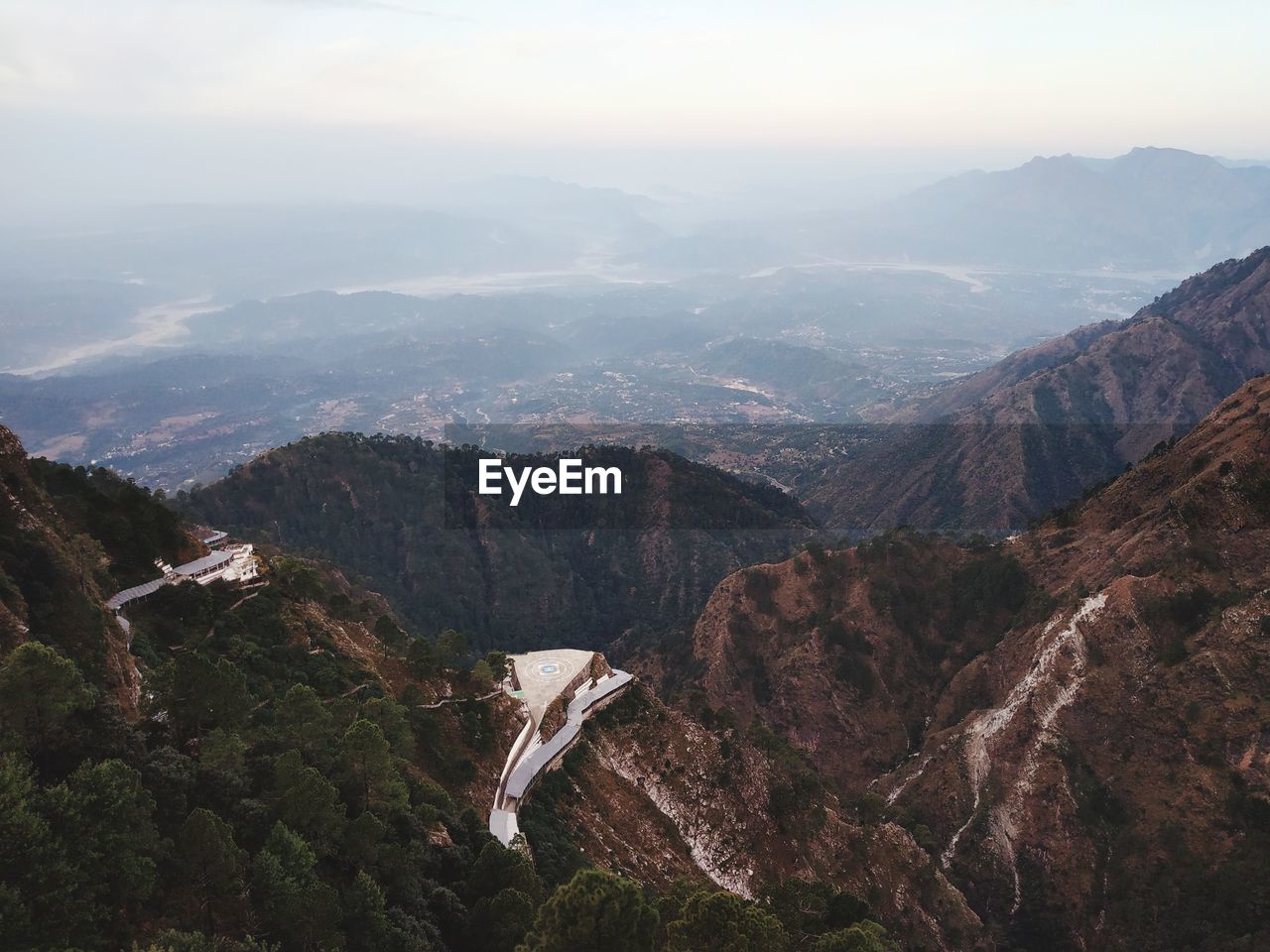 High angle view of mountain range