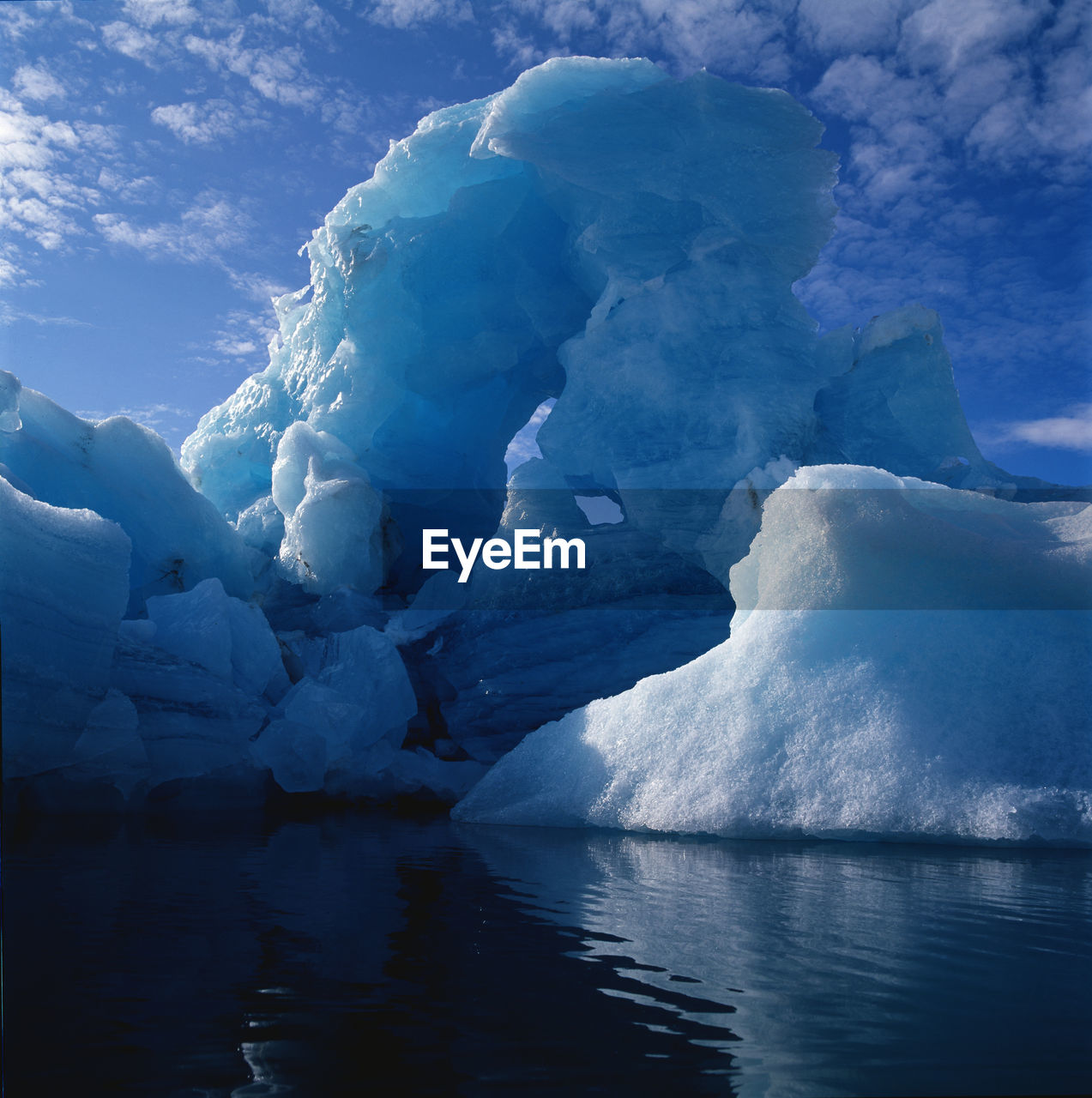 Close up of floating iceberg in a fjord in eastern greenland