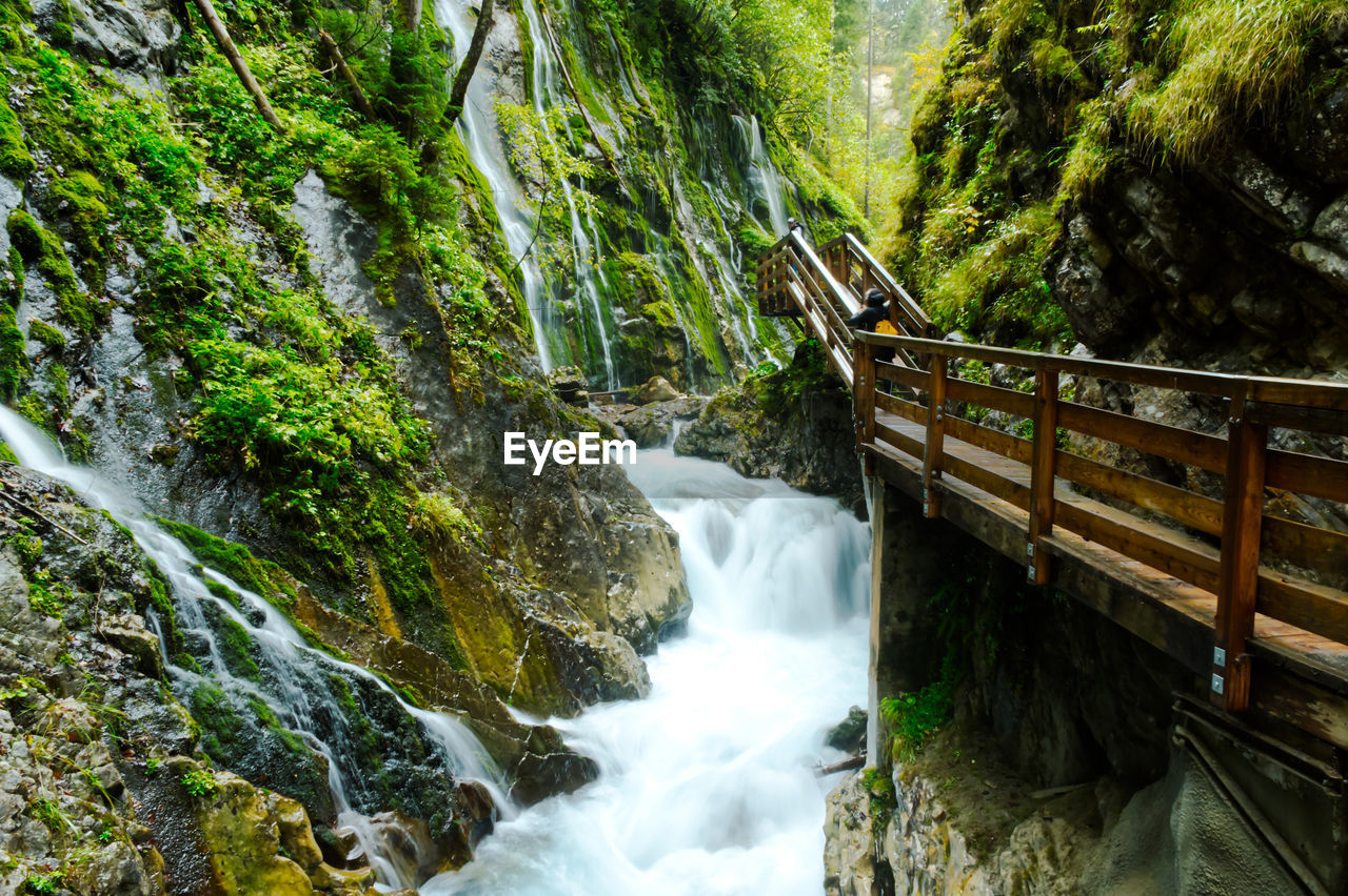 Scenic view of wild river through the rocks