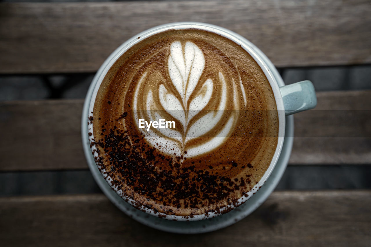 Close-up of cappuccino on table