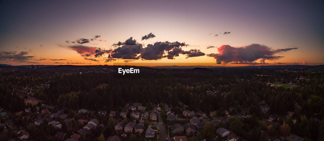 PANORAMIC VIEW OF LANDSCAPE AGAINST SKY AT SUNSET