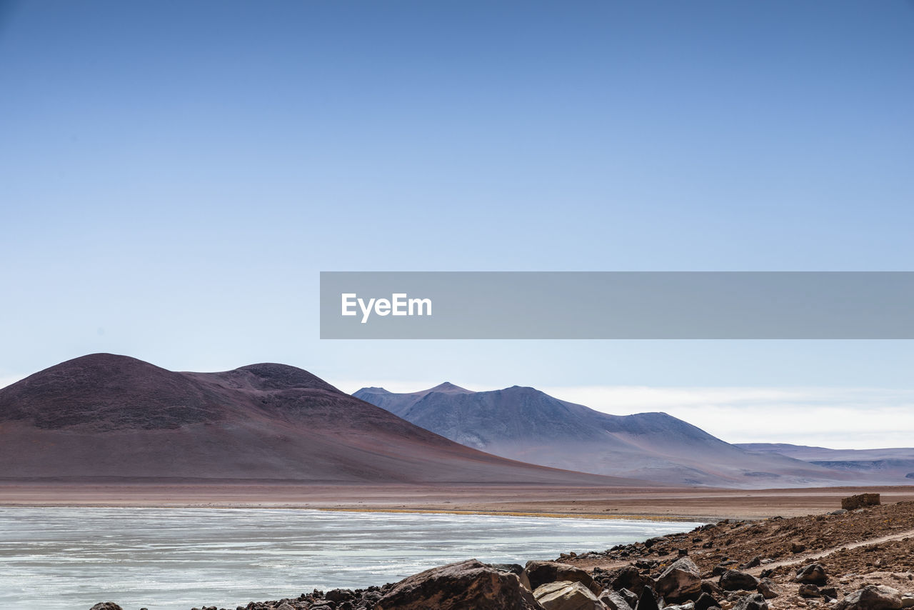 Scenic view of mountains against clear sky