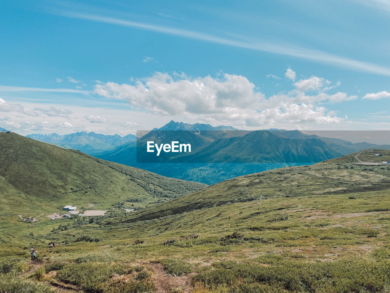 scenic view of landscape and mountains against sky