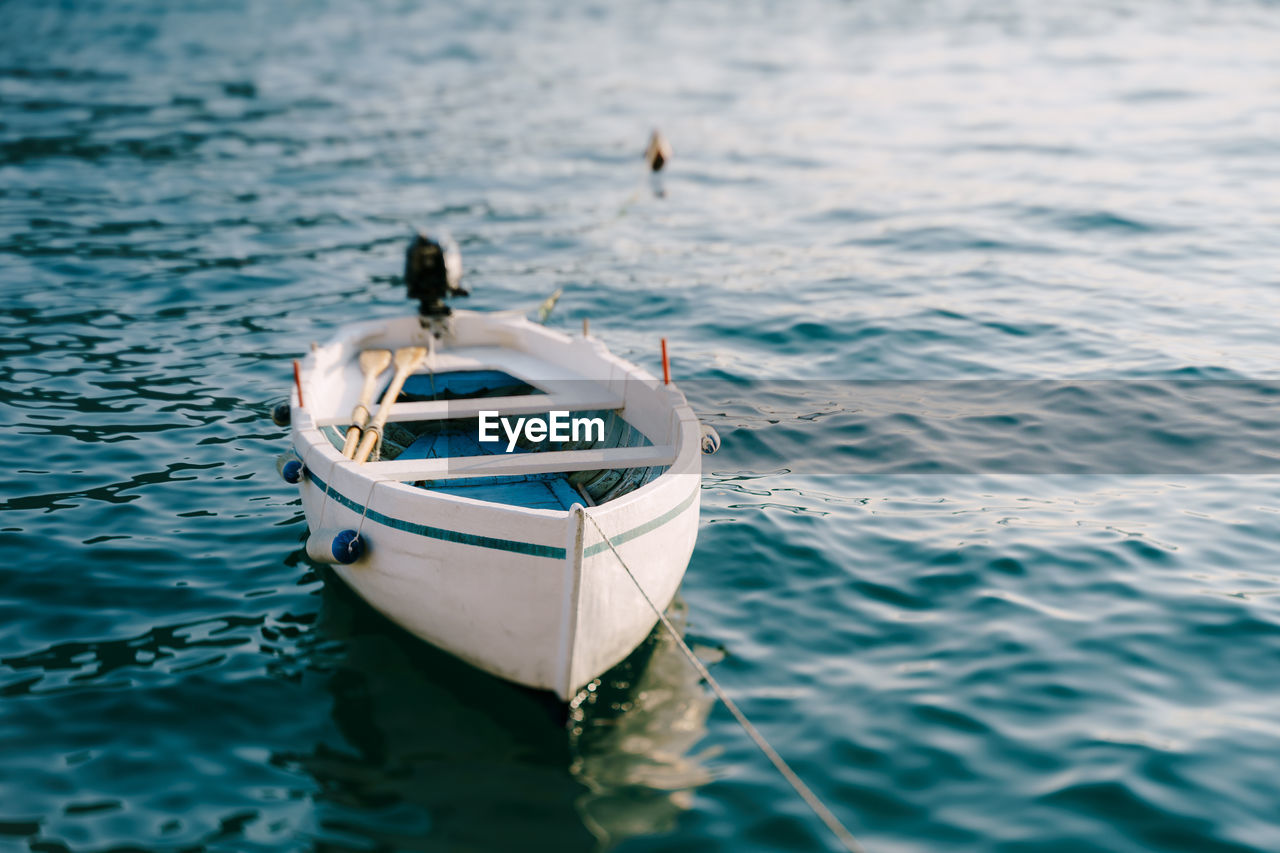 High angle view of sailboat in sea