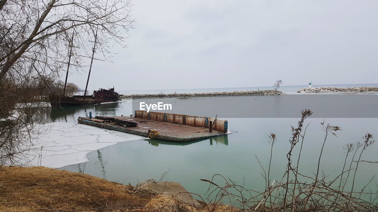 Scenic view of lake against sky