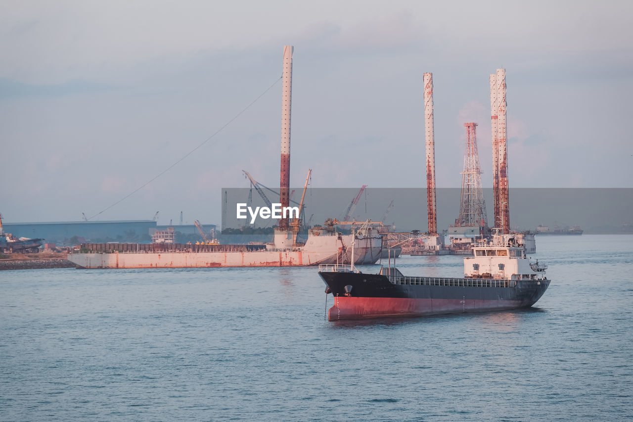 Ship in sea against sky