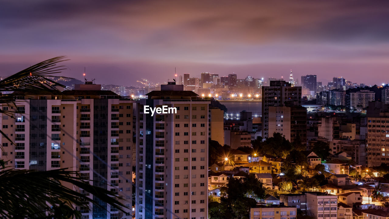 Long exposure urban night photography with buildings and lights of a brazilian city