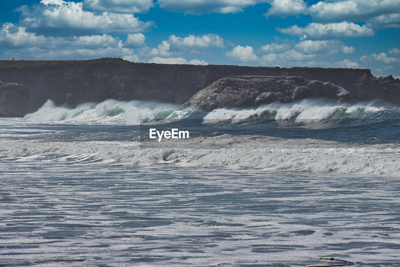 WAVES RUSHING TOWARDS SHORE