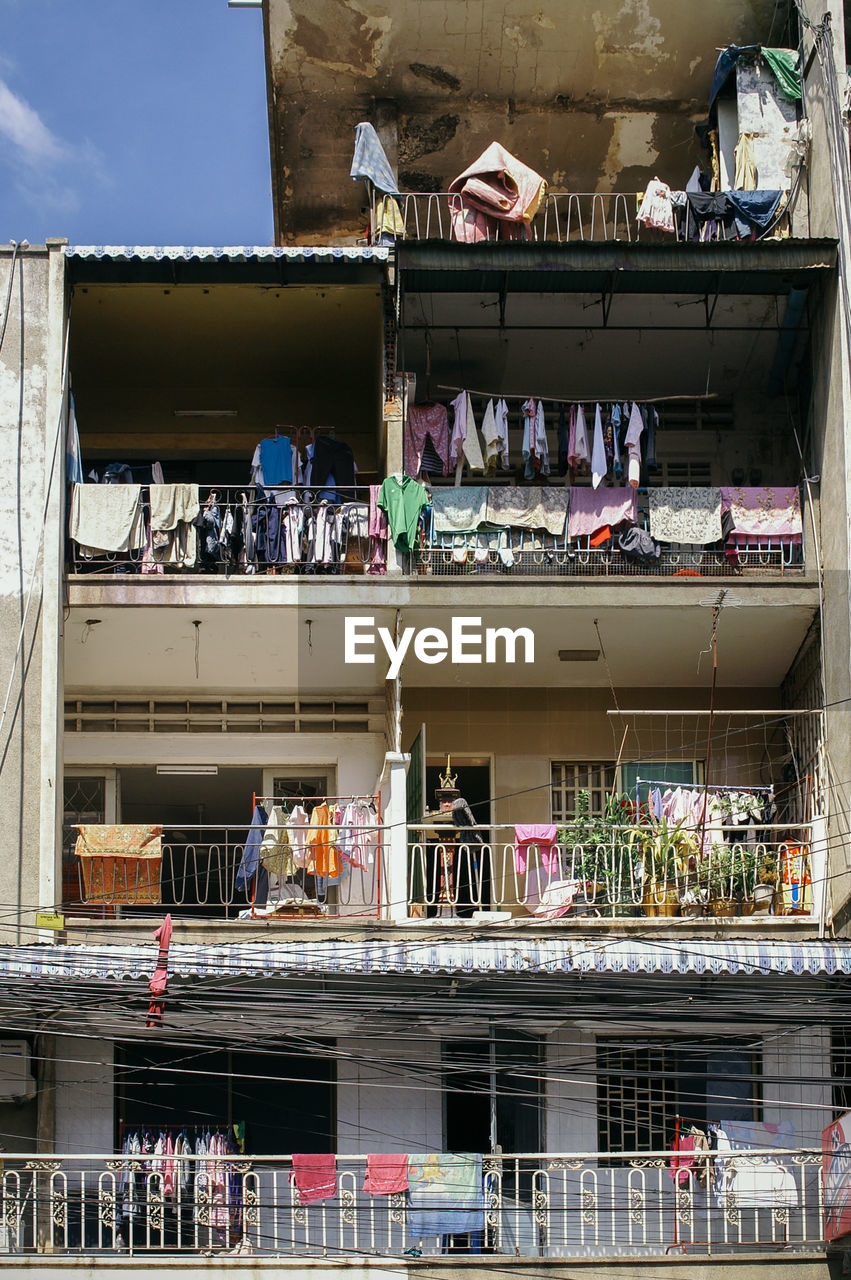 Clothes drying on balconies