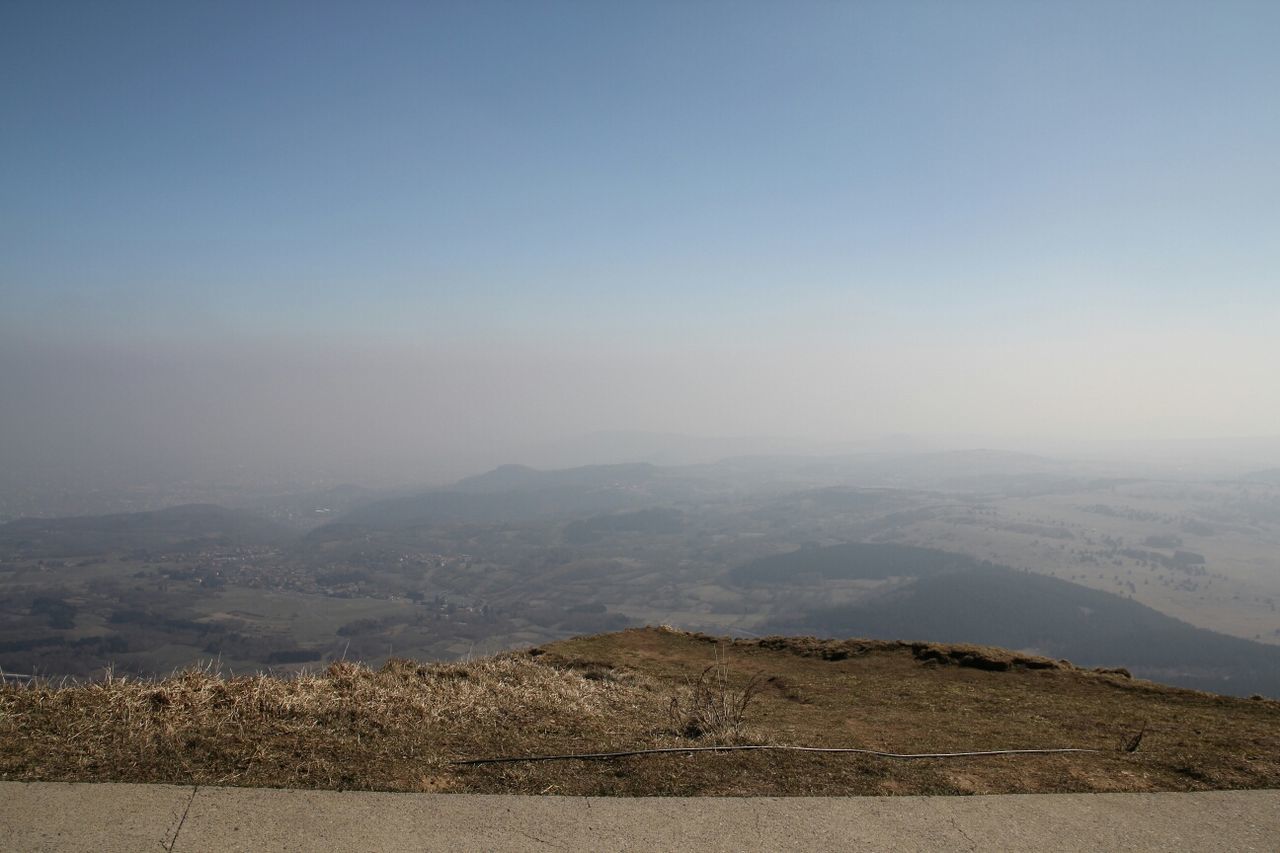 Scenic view of mountains against sky