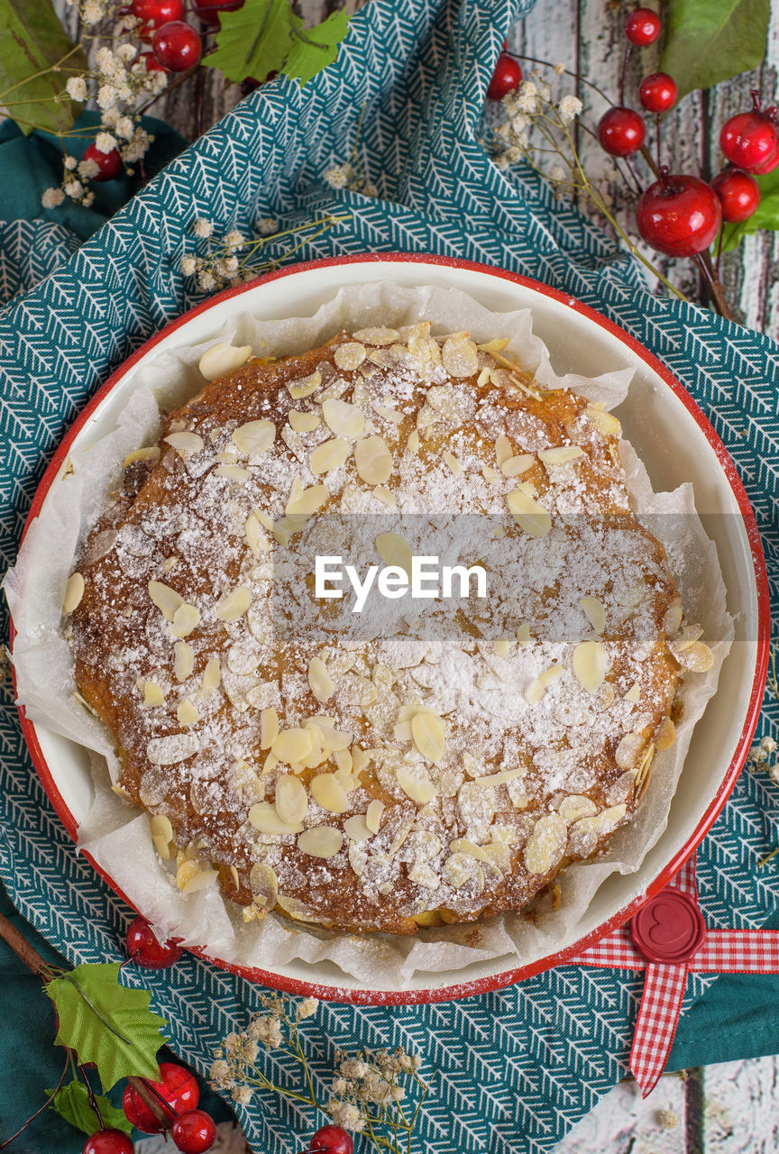 High angle view of cake in plate