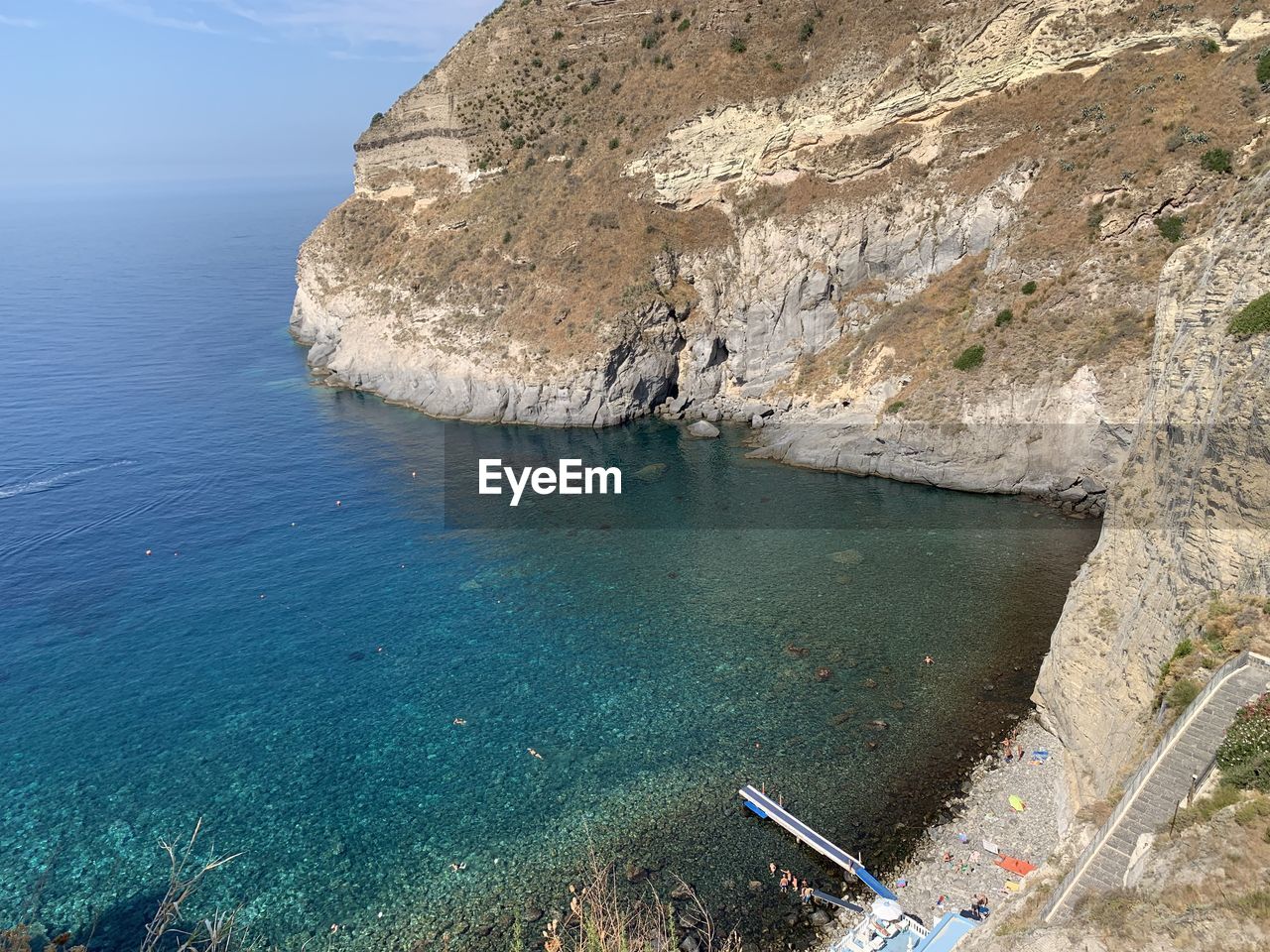 High angle view of rock formation in sea