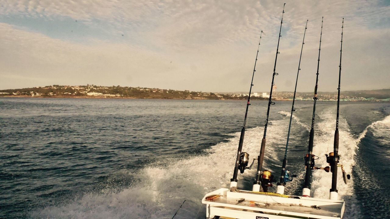 Fishing rods on speedboat