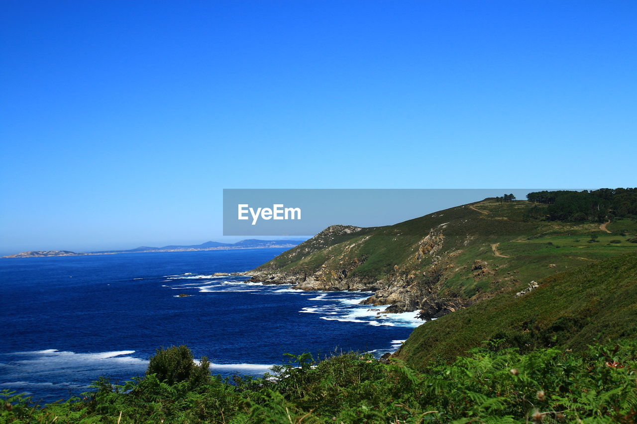 SCENIC VIEW OF SEA AGAINST CLEAR SKY