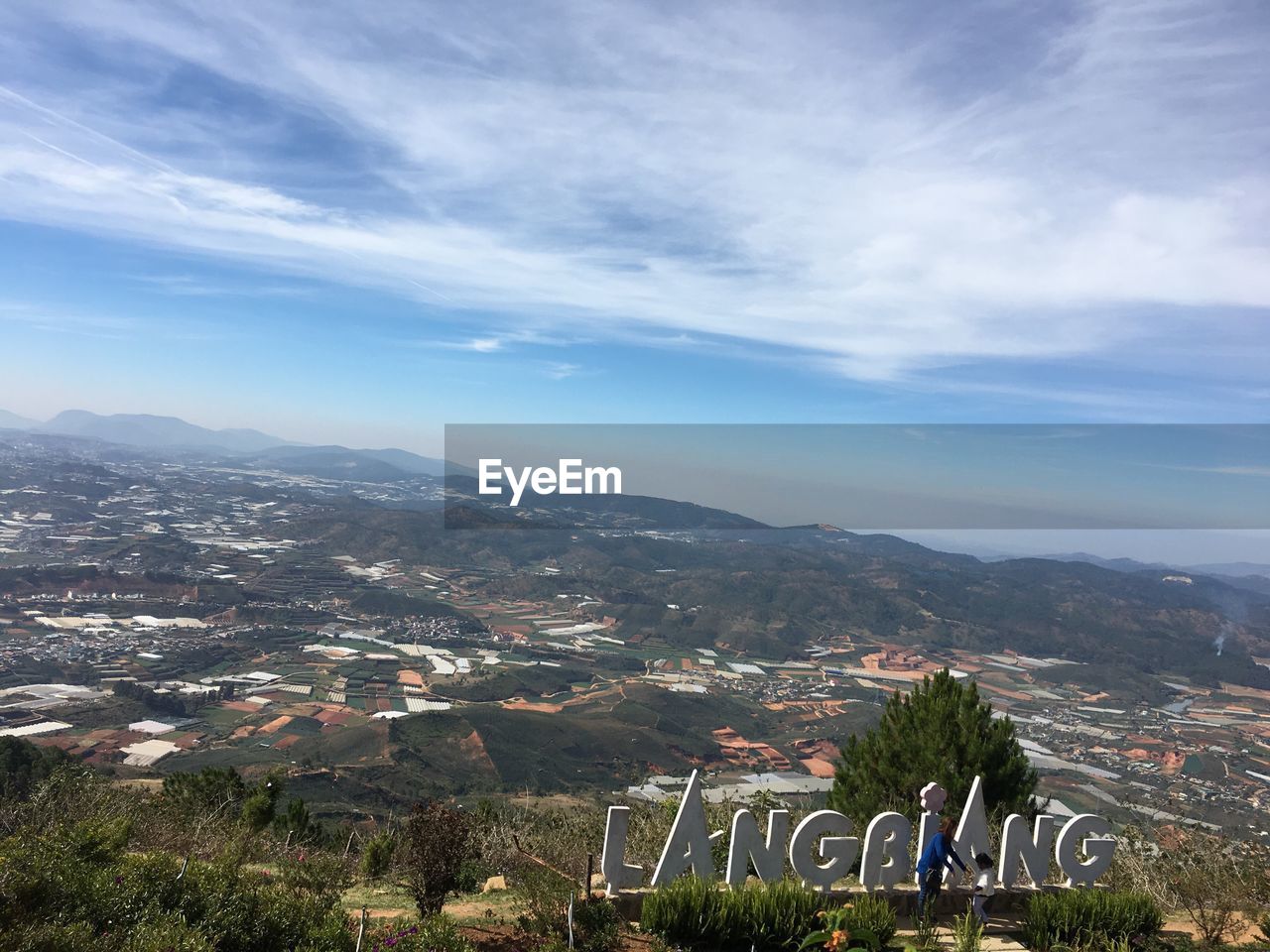 Aerial view of cityscape against sky